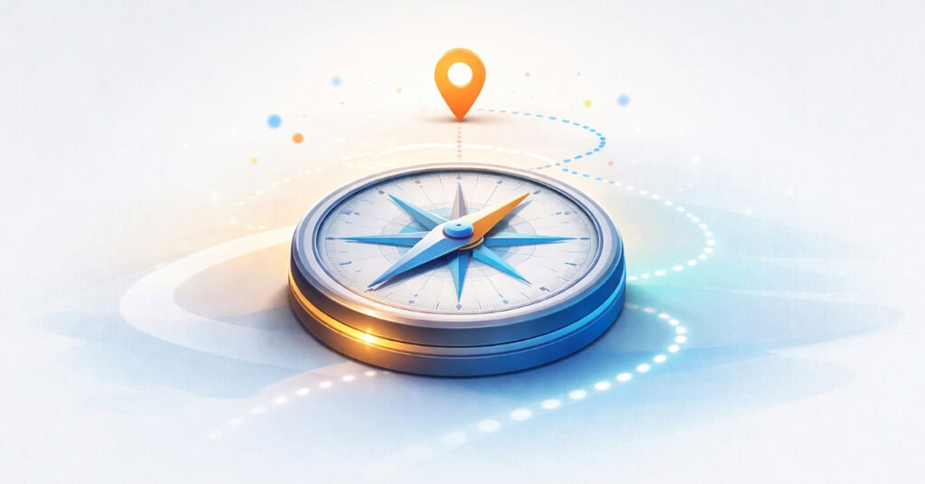 Compass illustration representing the starting point of a microbusiness journey