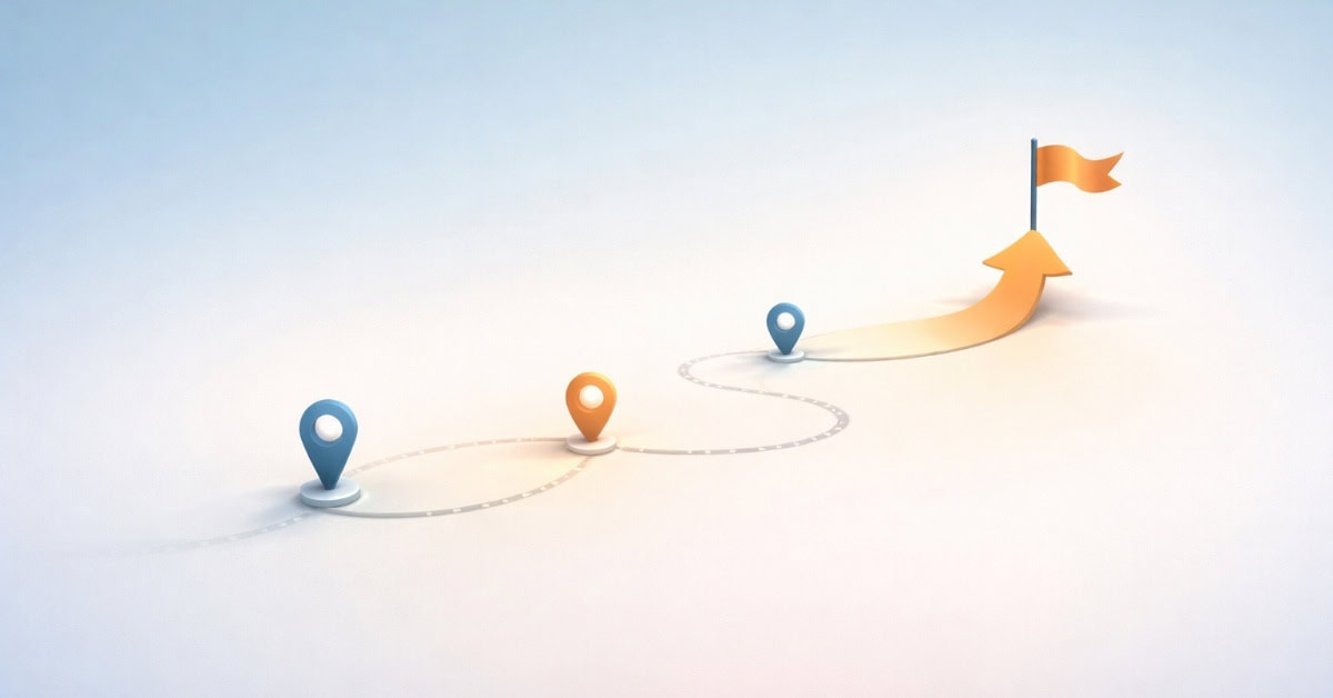 Minimal roadmap illustration showing the path to starting a microbusiness