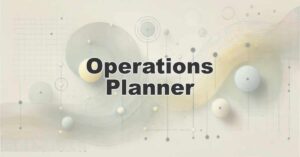 Operations Planner title image with abstract circular and line pattern in muted beige and pastel tones