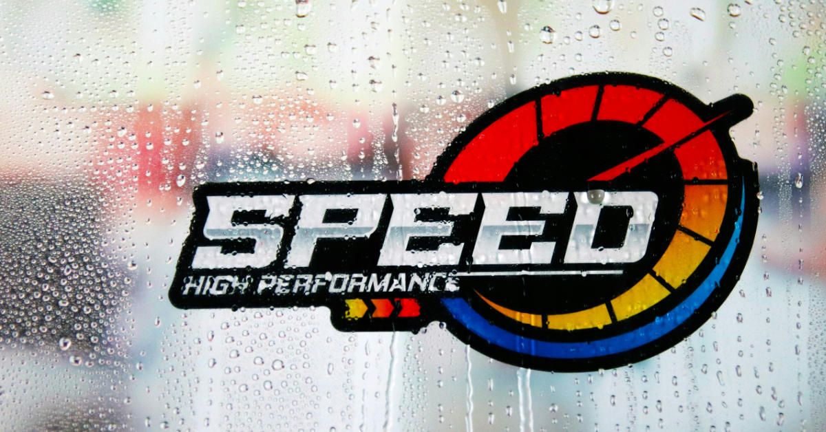 Illustration of the word “Speed” with a performance gauge, symbolizing high website speed and optimization for better site performance.